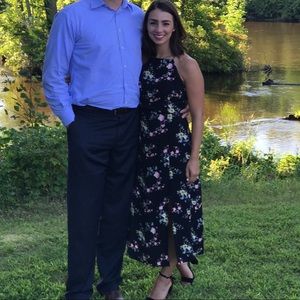 Topshop Black Floral Halter Dress